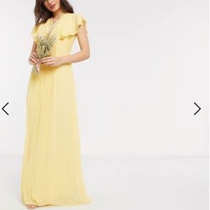 ASOS Romantic Flowy Prom Wedding Bridesmaid Boho Lace Flutter Sleeve Maxi Dress